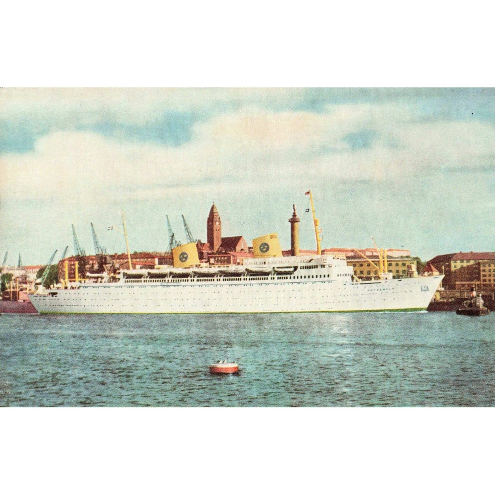 Vintage MS Kungsholm Swedish American Line Postcard White Ocean Liner Sweden - Picture 1 of 2